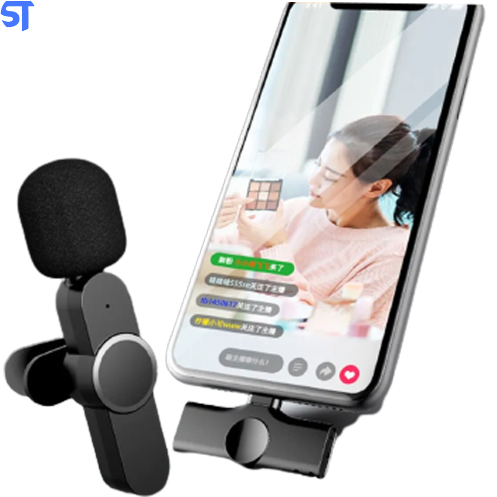 Microfone Condensador De Lapela Wireless / Sem Fio 2.4Ghz Aibev Tipo Lightning